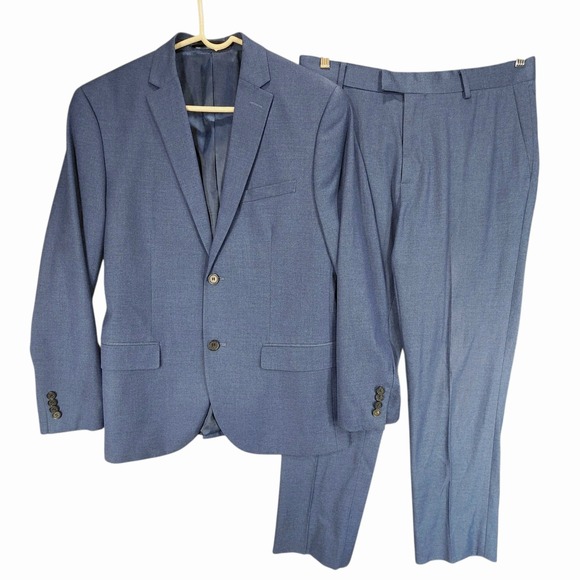 H&M Other - H&M 2 Piece Suit sz 40R Men Slim Fit Blue Single Breast Flat Front Single Vented